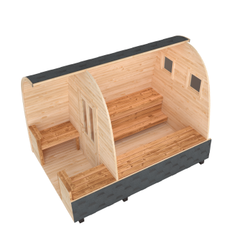 Preview: Fasssauna / Gartensauna / Banja / Viking 3,5 m mit Balkon